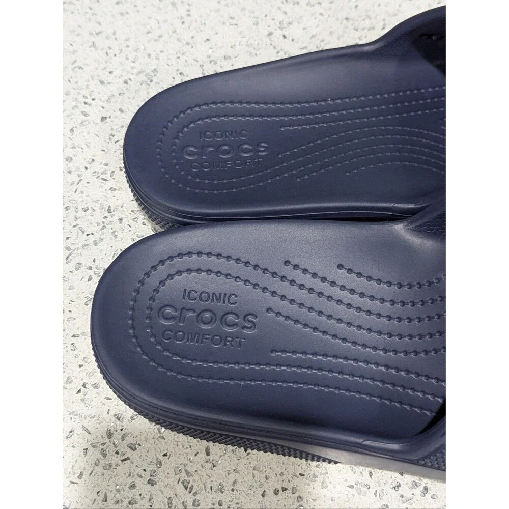 Crocs Baya Slide II 2 Navy Blue Sandal Slip-on Slide Pool Beach Men 10 Women 12